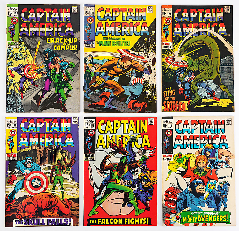 1969-1970 Marvel Captain America Comics (9) with #117 First Appearance of Falcon CGC 5.0