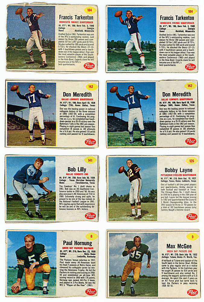 1962 Post Cereal Football Collection (108) with Hall of Famers & Shortprints Including #61 Jim Brown