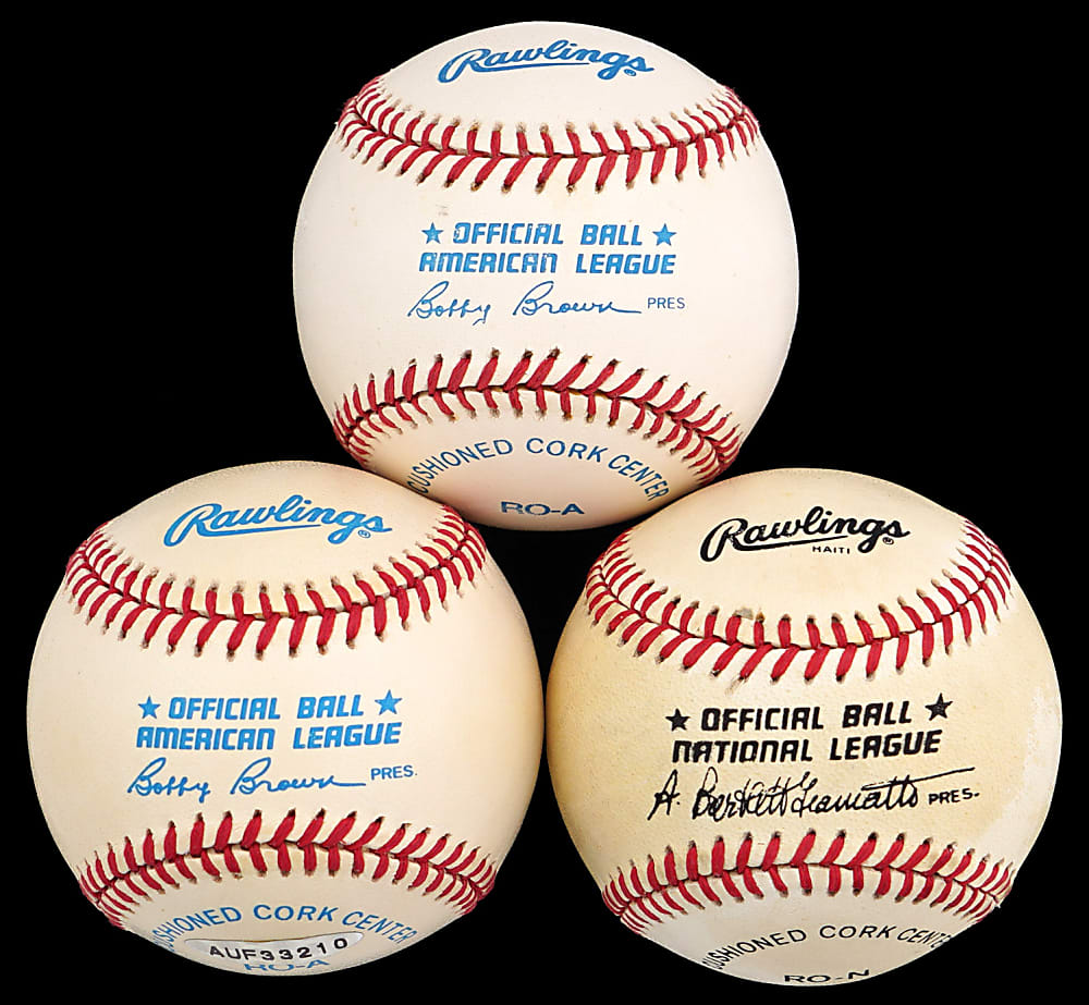 Joe DiMaggio, Carl Hubbell & Ted Williams (UDA) Single-Signed Baseball Trio