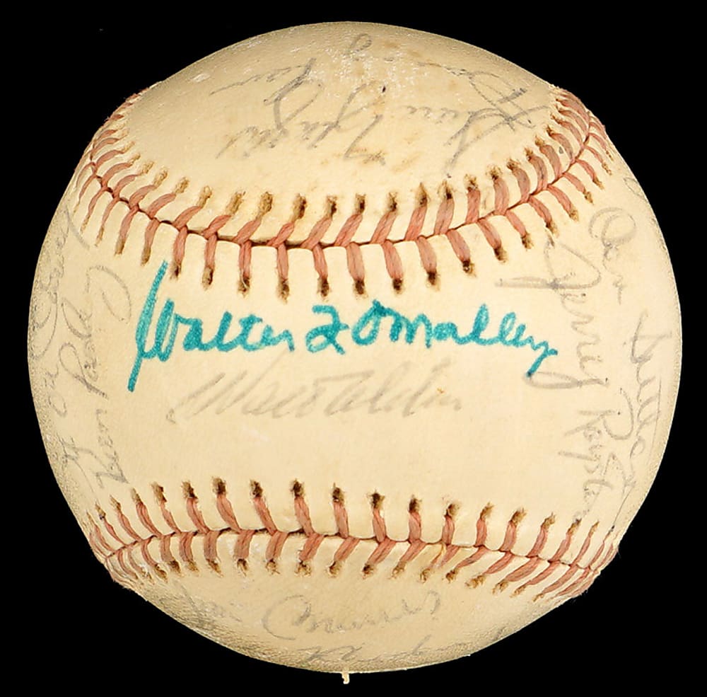 1974 Los Angeles Dodgers National League Champions Team-Signed Baseball (16) with Rare Walter O'Malley Sweet Spot