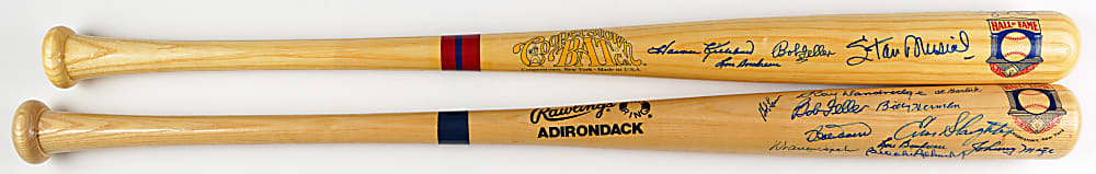 Signed Hall of Fame Bat Pair with (16) Total Signatures Including Stan Musial