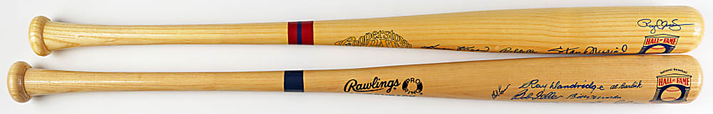 Signed Hall of Fame Bat Pair with (16) Total Signatures Including Stan Musial
