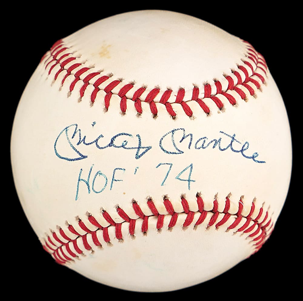 Mickey Mantle Single-Signed OAL/Brown Baseball with "HOF '74" Inscription - Full JSA LOA