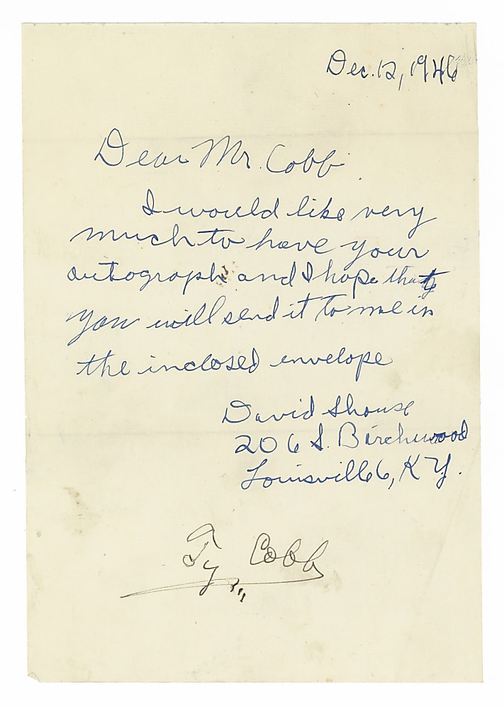 1946 Ty Cobb Signed Letter with Full JSA LOA