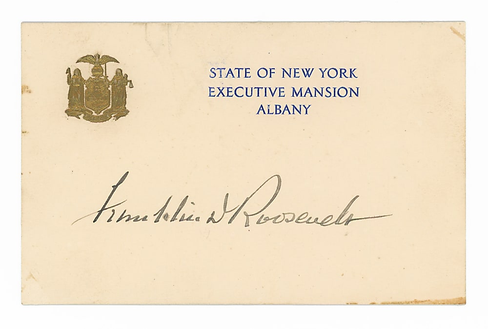 Franklin D. Roosevelt Signed New York Executive Mansion Invitation Card - Full JSA LOA