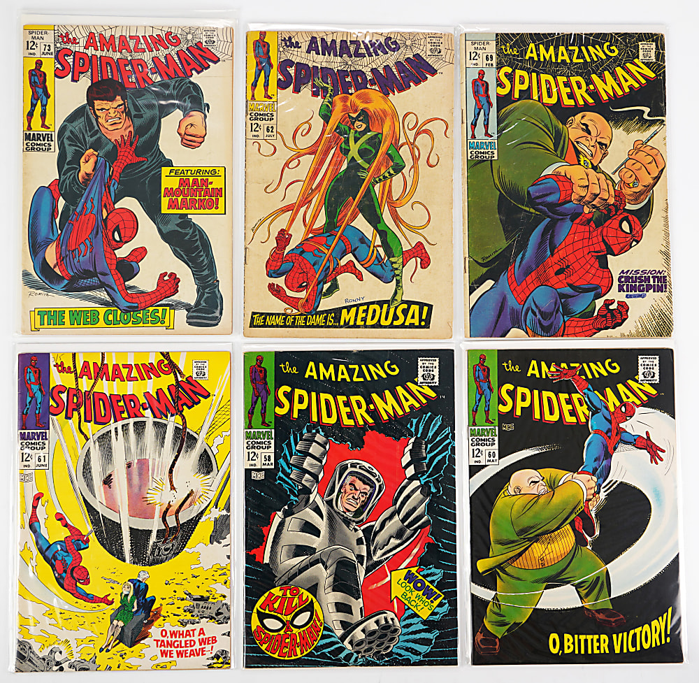 1960s Marvel Amazing Spider-Man #51-74 Near-Complete Run (23/24) - All 12-Cent Covers