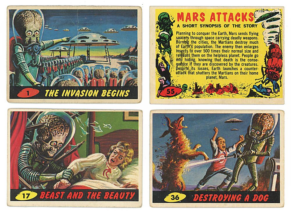 1962 Topps Mars Attacks Near Complete Set (54/55) with #1 Invasion Begins, #36 Destroying A Dog & #55 Checklist
