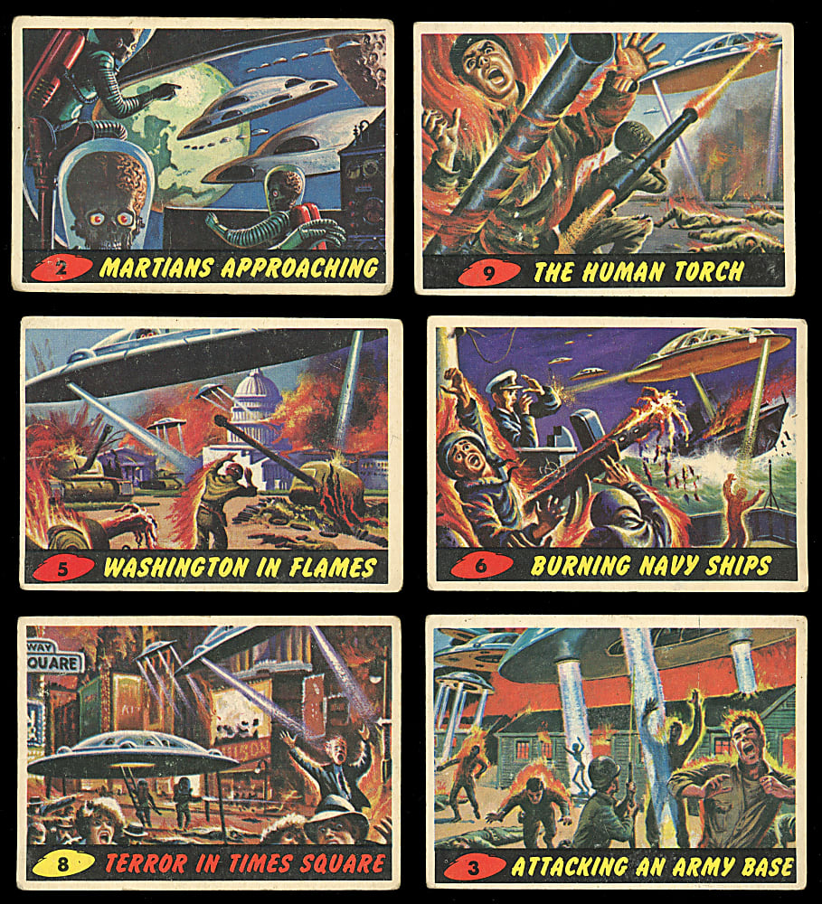 1962 Topps Mars Attacks Near Complete Set (54/55) with #1 Invasion Begins, #36 Destroying A Dog & #55 Checklist