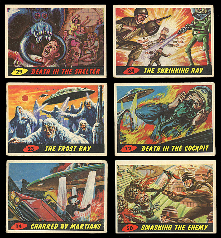 1962 Topps Mars Attacks Near Complete Set (54/55) with #1 Invasion Begins, #36 Destroying A Dog & #55 Checklist