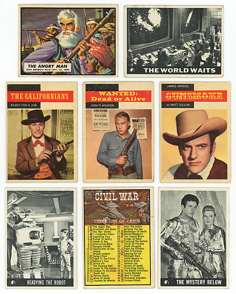 1958-1966 Topps Non-Sport Complete/Near-Complete Sets (3) with Civil War News (88/88), Lost In Space (44/55) & TV Westerns (66/71)