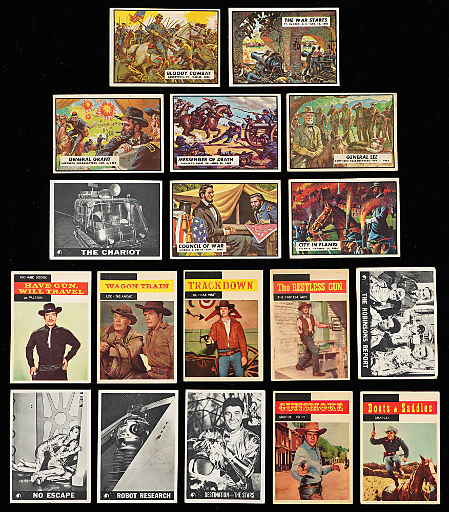 1958-1966 Topps Non-Sport Complete/Near-Complete Sets (3) with Civil War News (88/88), Lost In Space (44/55) & TV Westerns (66/71)