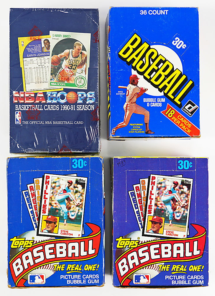 1981-1991 Baseball & Basketball Unopened Wax Box Collection (4) with (2) 1984 Topps Baseball