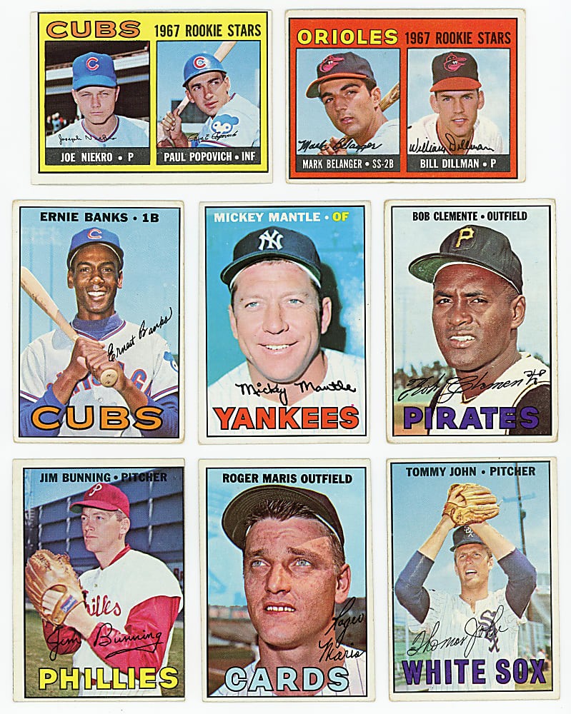 1967 Topps Near Set (568/609) with #150 Mickey Mantle Plus 5 Variations