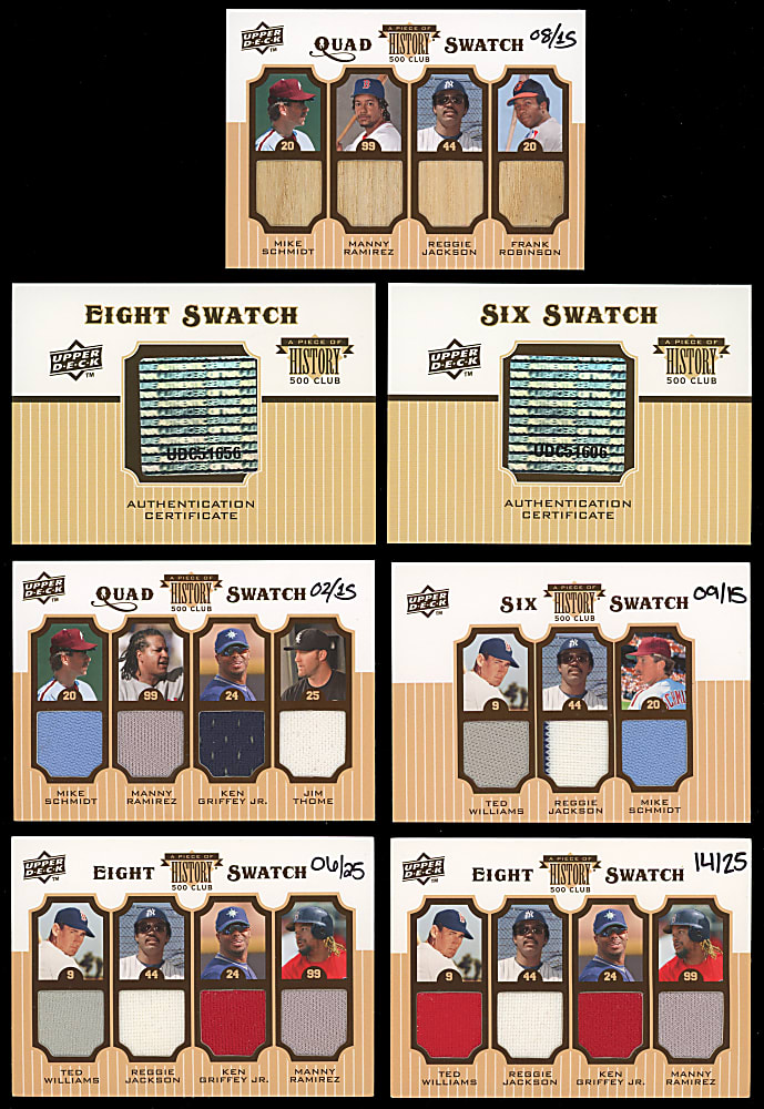 2009 Upper Deck Ballpark Collection A Piece of History 500 Club Multi-Swatch Relic Cards (5) - All #/25 or Lesser