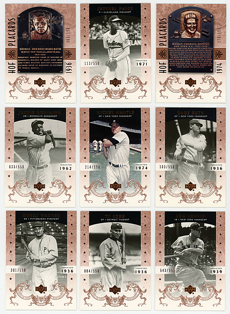 2005 Upper Deck Hall of Fame Complete Set (100) - All Serially Numbered #/550