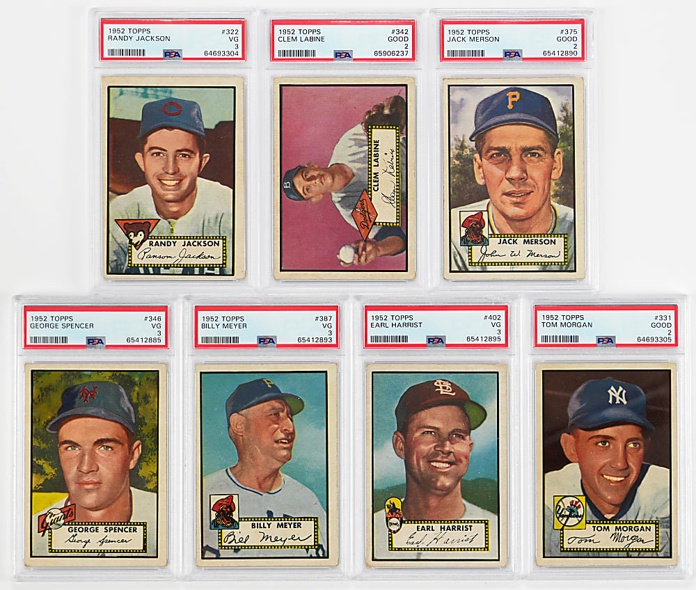 1952 Topps PSA GOOD 2 to VG 3 Graded High Number Group (7) with #342 Clem Labine Rookie