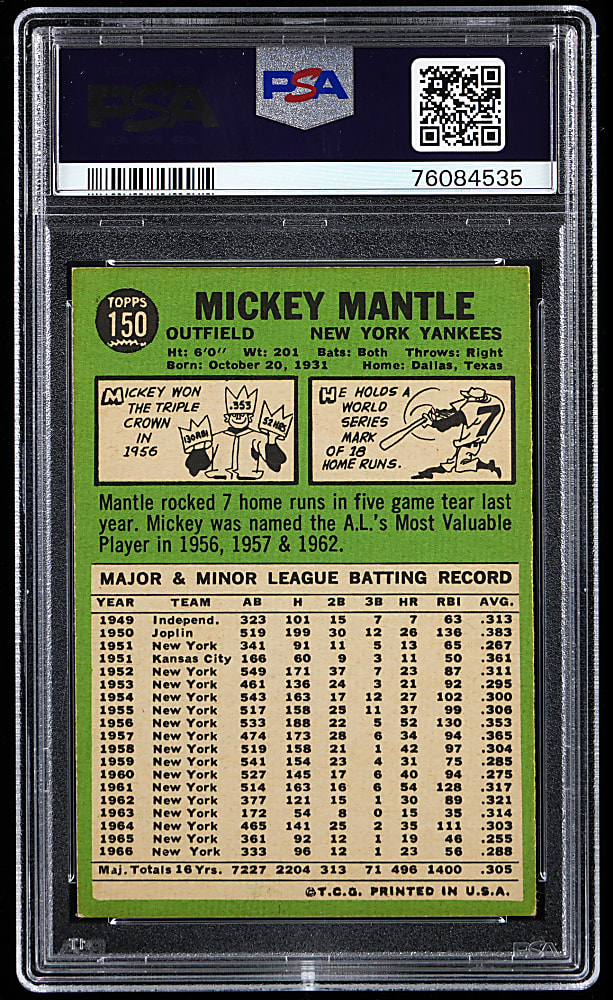 1967 Topps #150 Mickey Mantle PSA EX 5