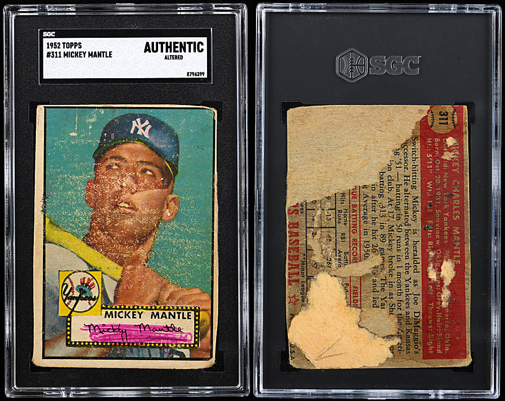 1952 Topps #311 Mickey Mantle SGC Authentic
