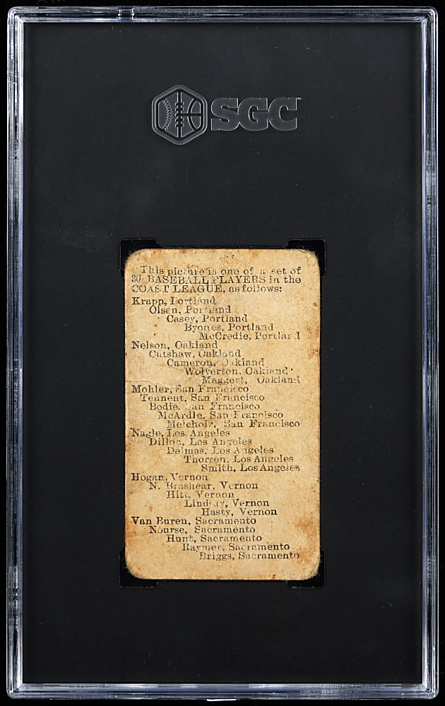 1910 E99 Bishop & Company Pacific Coast League Tom Tennent SGC POOR 1