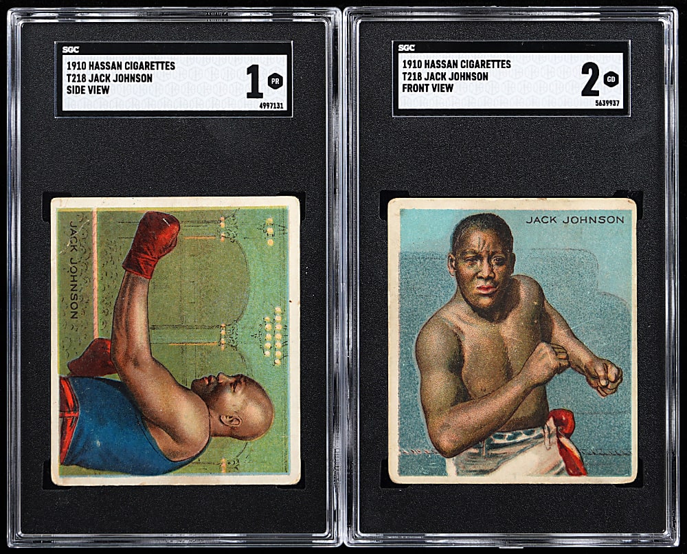 1910 T218 Hassan Champions Jack Johnson SGC Graded Pair