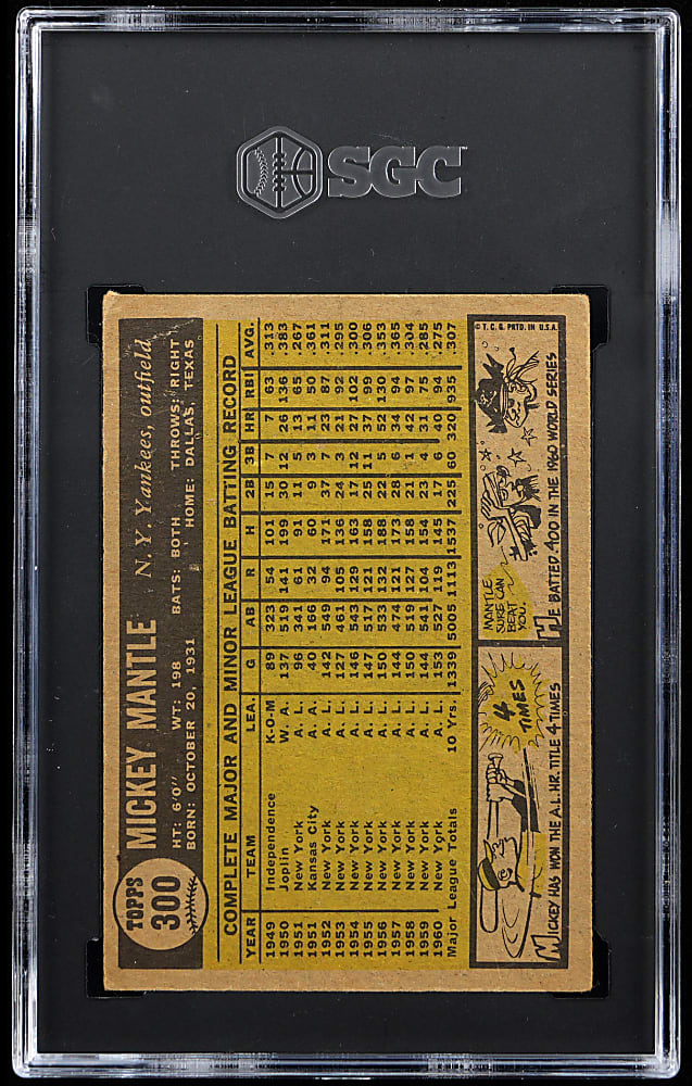 1961 Topps #300 Mickey Mantle SGC GOOD 2
