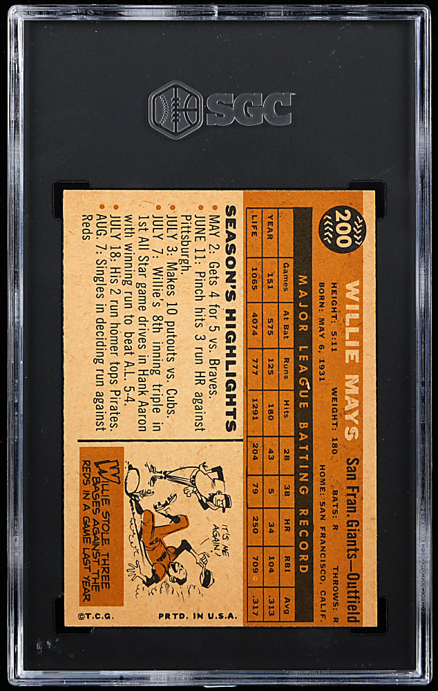 1960 Topps #200 Willie Mays SGC EX/NM+ 6.5