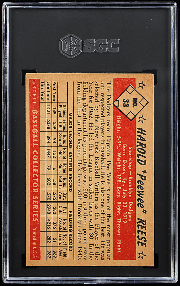 1953 Bowman #33 Pee Wee Reese SGC VG 3