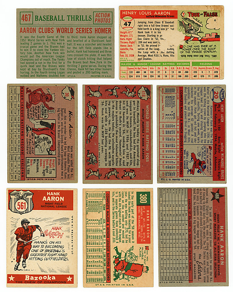 1955-1959 Hank Aaron Collection (9)
