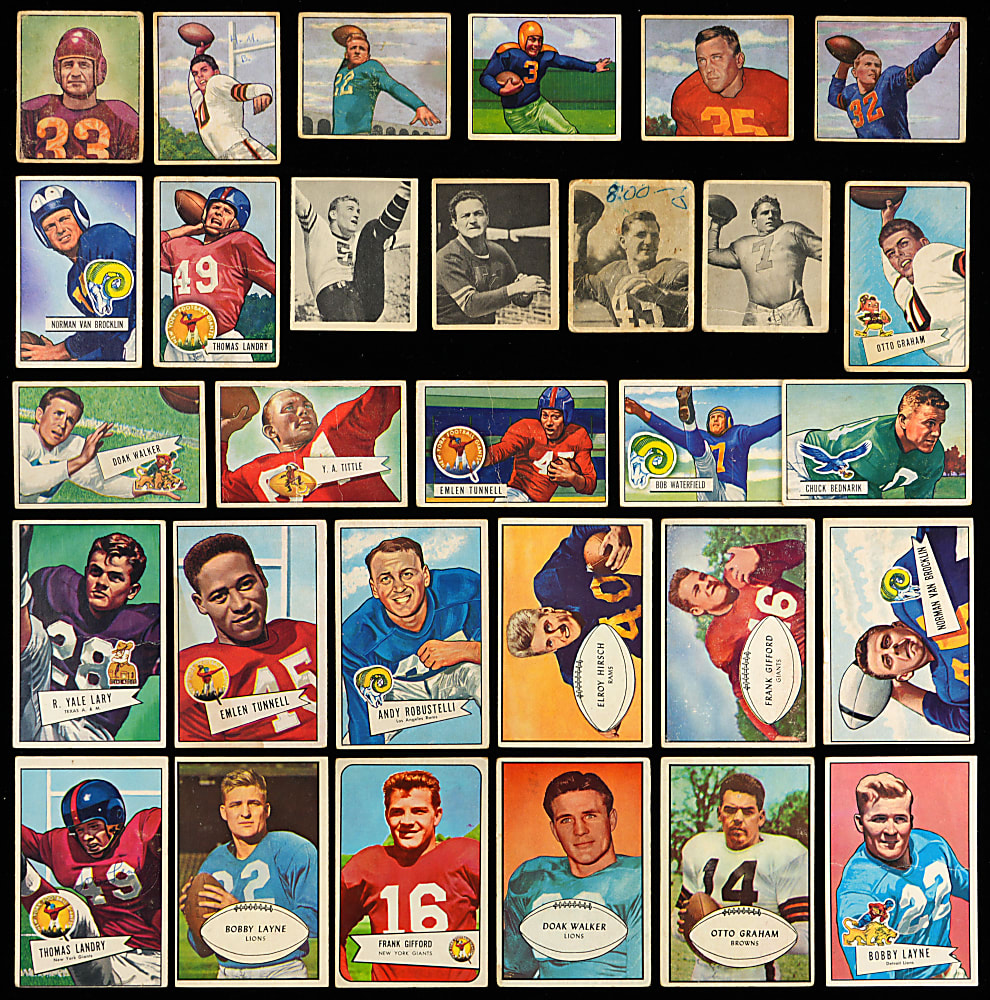 1948-1954 Bowman Football Near & Partial Set Collection (7) - 761 Total Cards with Most Hall of Famers & Stars