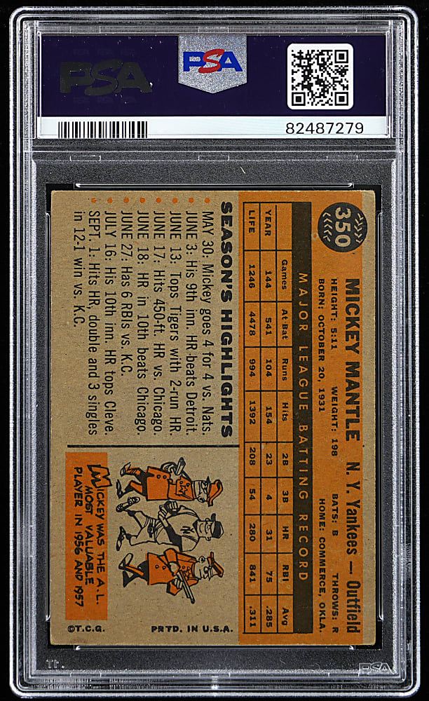 1960 Topps #350 Mickey Mantle PSA VG-EX 4