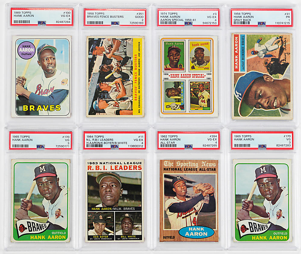1956-1974 Topps Hank Aaron PSA Graded Collection (8)
