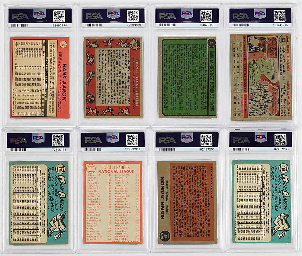 1956-1974 Topps Hank Aaron PSA Graded Collection (8)