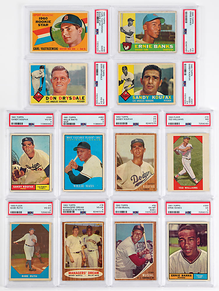 1960-1962 Topps & Fleer Hall of Fame PSA Graded Collection (12) with (3) Koufax, Mantle & Yastrzemski Rookie