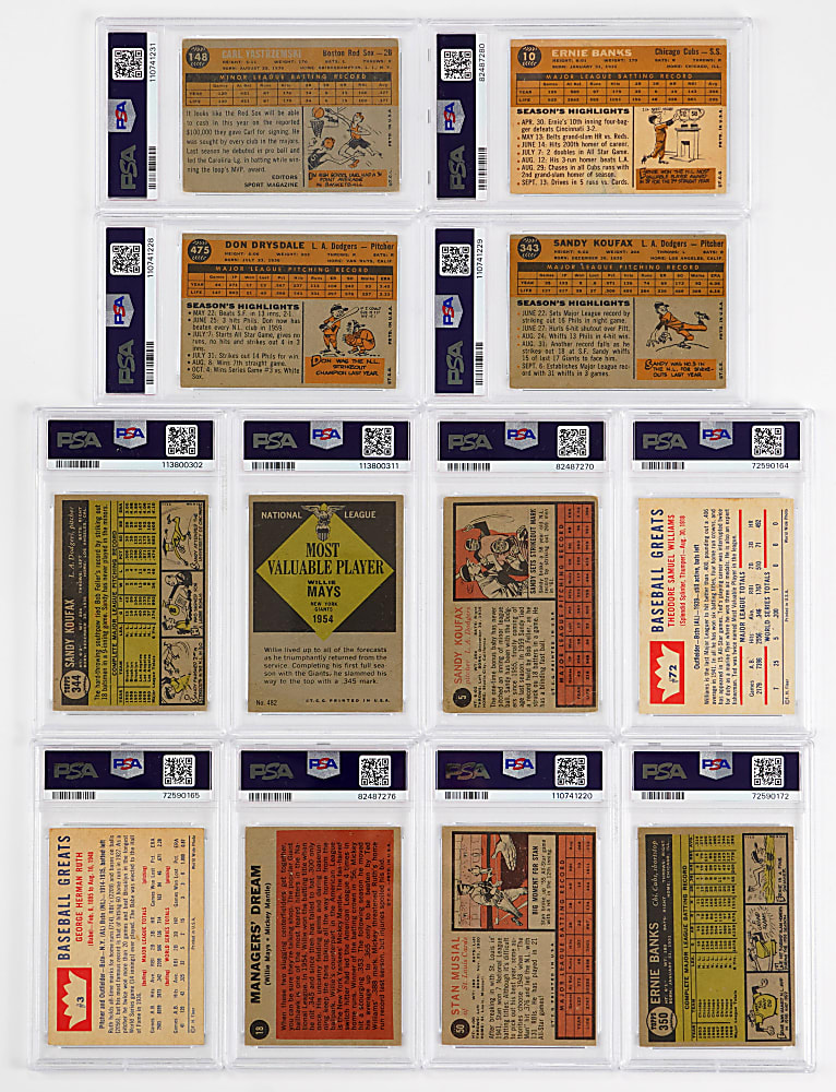 1960-1962 Topps & Fleer Hall of Fame PSA Graded Collection (12) with (3) Koufax, Mantle & Yastrzemski Rookie