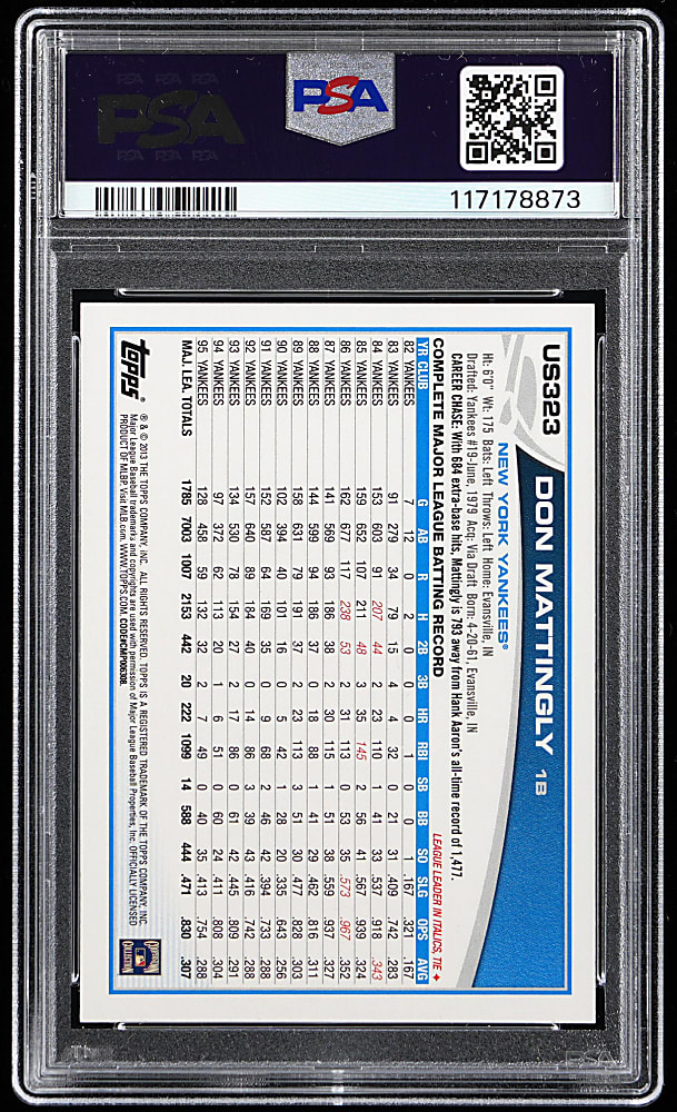 2013 Topps Update #US323 Don Mattingly/Bo Jackson Shortprint PSA GEM MINT 10