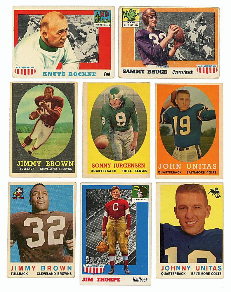 1951-1959 Topps Football Complete/Near Set Collection (5) with Jim Brown Rookie