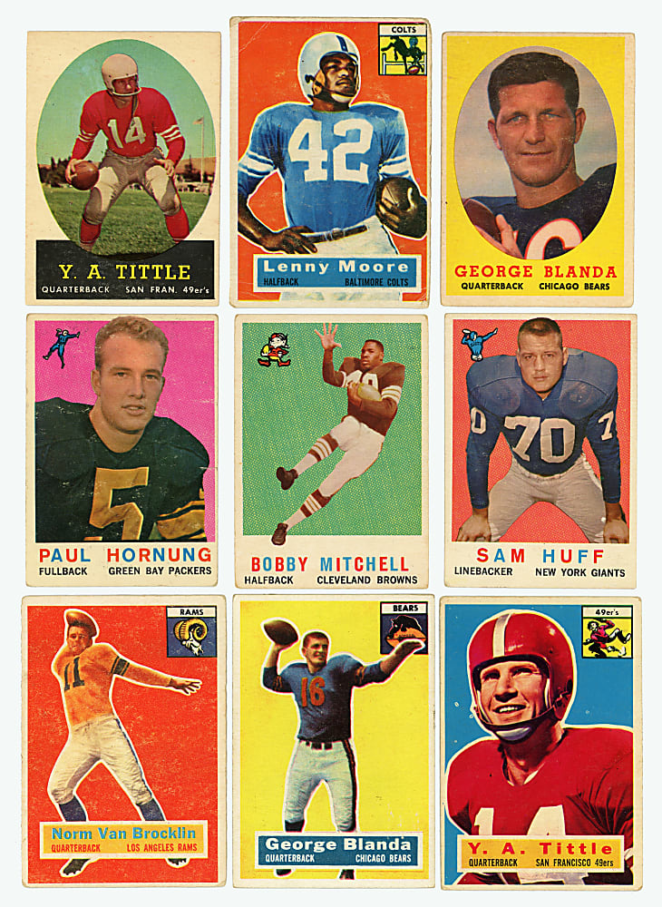 1951-1959 Topps Football Complete/Near Set Collection (5) with Jim Brown Rookie