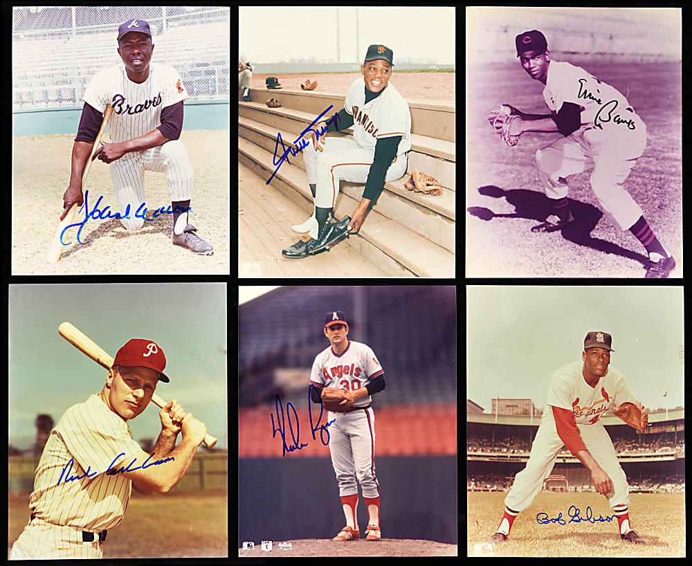 Signed 8x10 Collection (73) with (57) Hall of Famers Including Aaron, Mays, Ryan