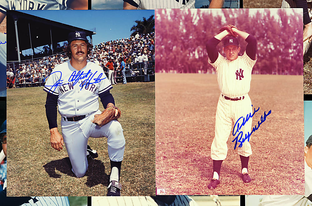 New York Yankees Signed 8x10 Photos (62) With DiMaggio, Mantle & Martin Plus Doc Gooden No-Hitter Signed Ticket Stub