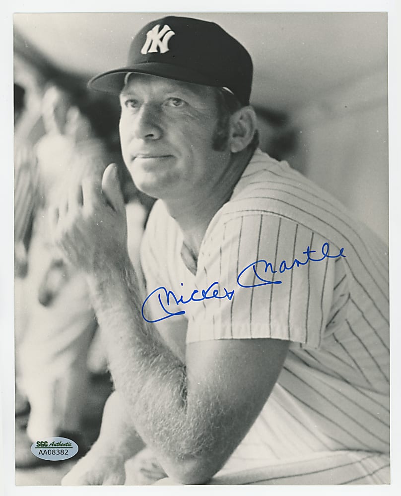 Mickey Mantle Signed Black & White 8x10 Photograph - Full SGC LOA