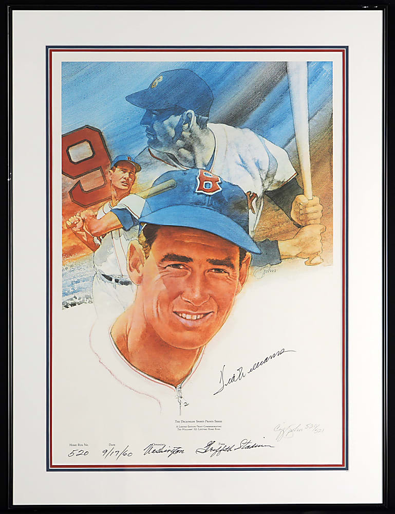 Ted Williams Signature Framed Displays (4) with (2) Limited-Edition