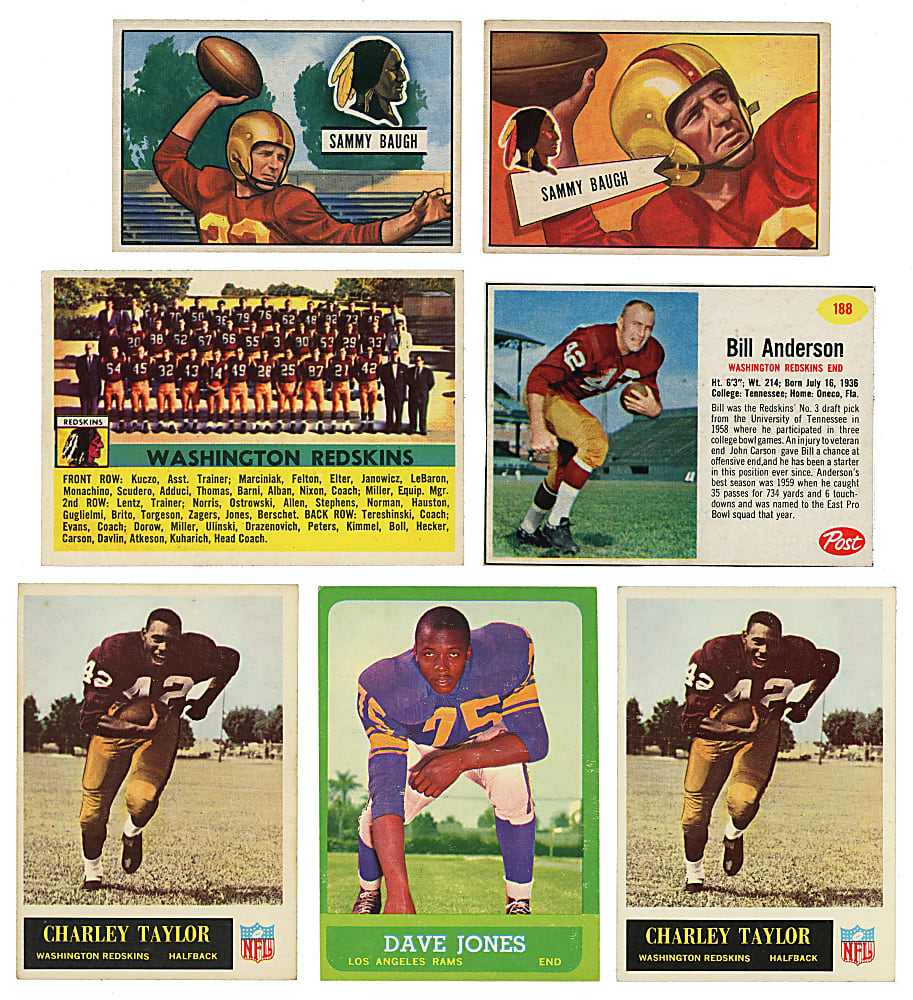 1951-1965 Football Shoebox Collection (346) with Washington Redskins Concentration Including Several Hall of Famers & (2) Sammy Baugh