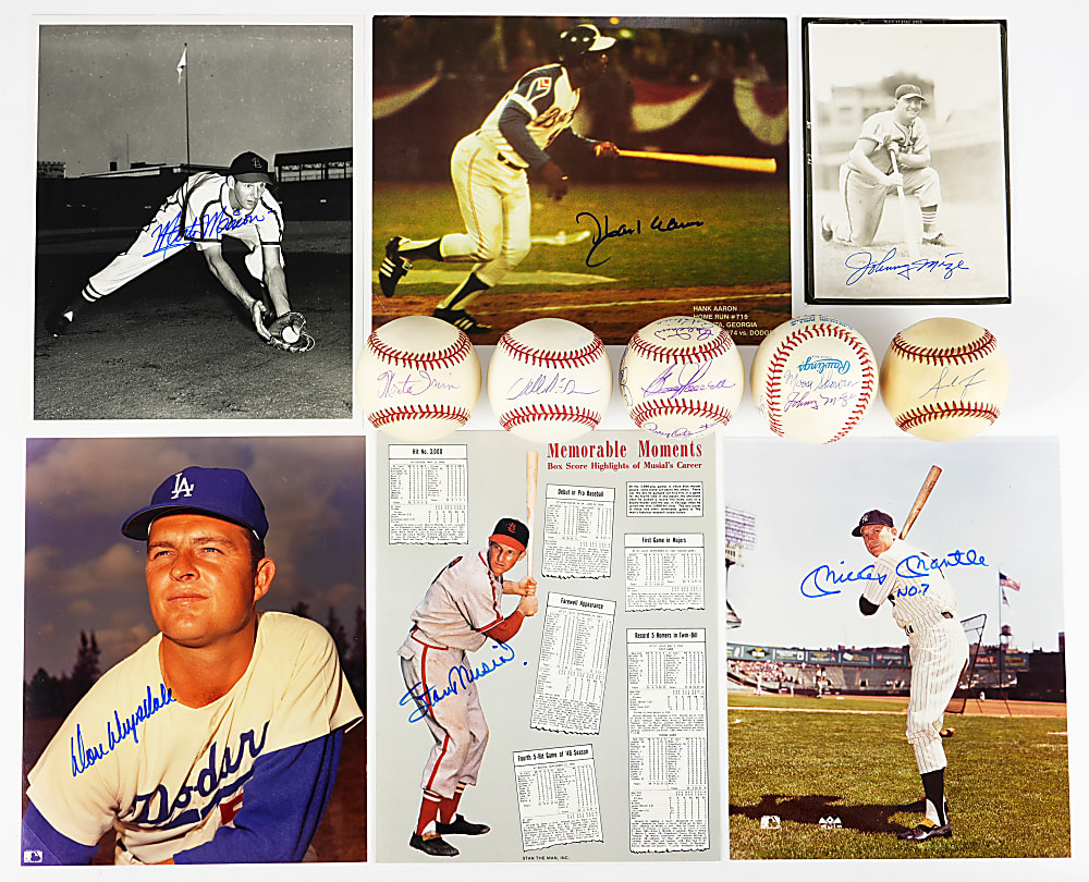 Signed Baseballs & Photographs Collection (36) With Various Hall of Famers Including Hank Aaron & Mickey Mantle "No. 7"