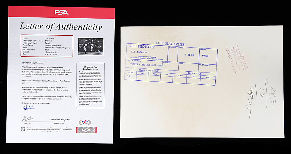 1960 Mickey Mantle Crossing Home Plate Original Ted Polumbaum LIFE Magazine Type I 9 1/8 x13 1/4 Photograph - PSA/DNA LOA