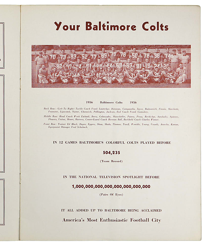 1957 Weeb Ewbank & Rookie Year Johnny Unitas Signed Baltimore "Tops in Sports" Banquet Program - Full JSA LOA