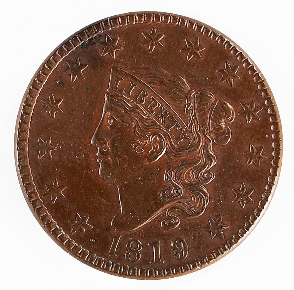 1819/8 Cornonet Head Large Cent - Scarce Overdate Variety