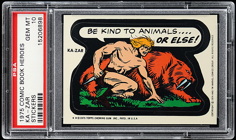 1975 Topps Comic Book Heroes Stickers Ka-Zar PSA GEM MINT 10