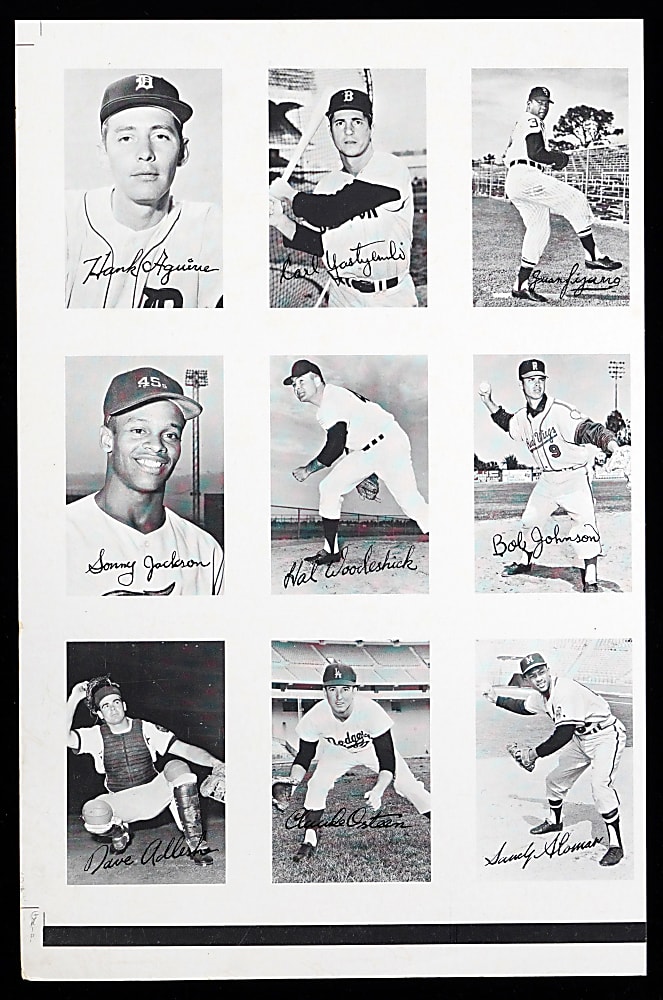 1969 Topps Deckle Edge Test Uncut Sheet of (9) Cards with (8) Never Used Players!