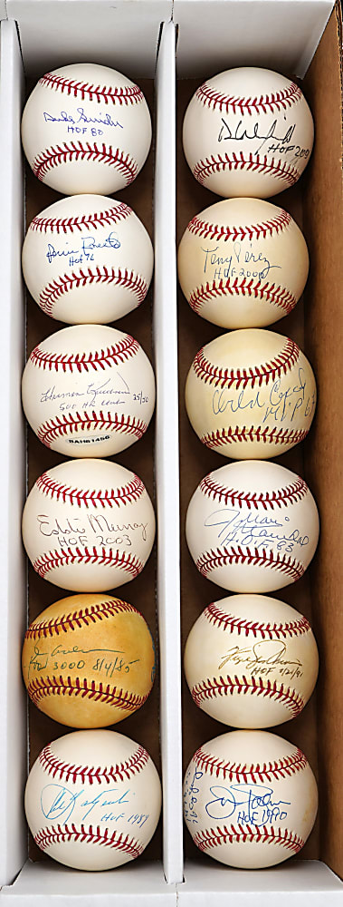 Hall of Famer Single-Signed & Inscribed Baseball Collection (18) with Banks, Caray, Henderson, Martinez & Schmidt