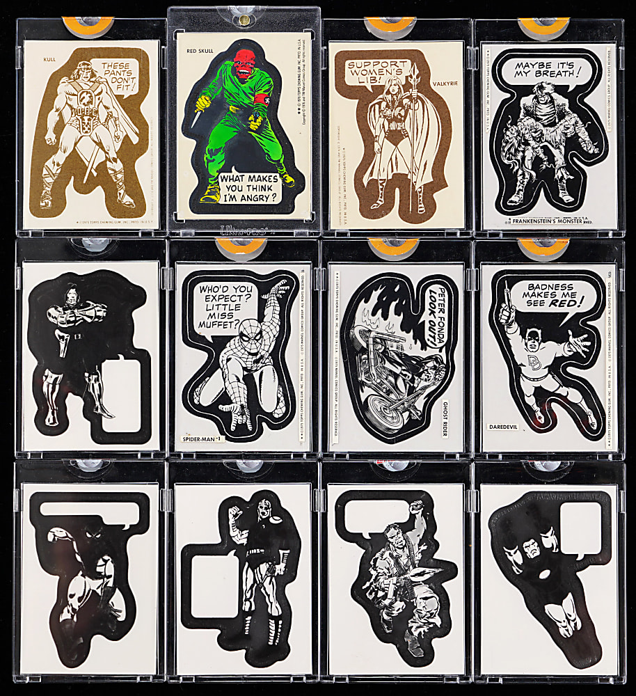 1974-1976 Topps Vault Comic Book Heroes Sticker Collection (12)